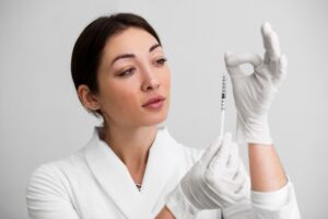 doctor holding the botox injection.